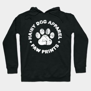 Hairy Dog Paw Print Retro Vintage Design Hoodie